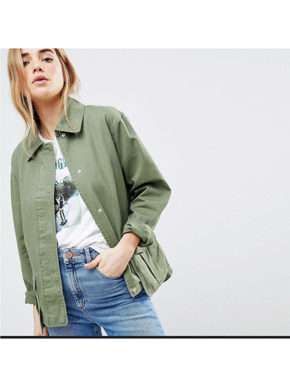 ASOS Washed Cotton Utility Jacket Size 4